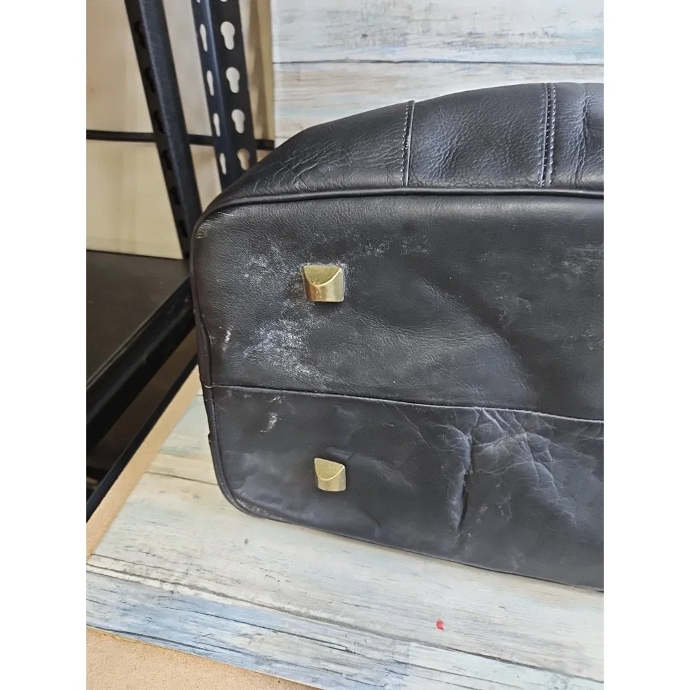 Vintage style Tuscan black leather doctor's bag Travel Case Made in Columbia‎
